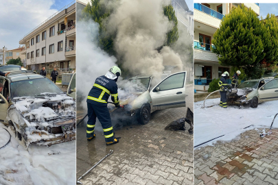 Çiftlikköy’de Park Halindeki Araç Yandı